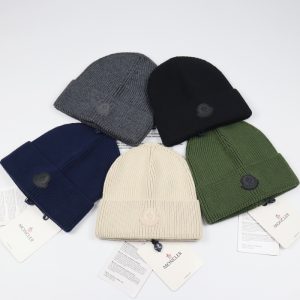 1:1 Moncle Ribbed-knit Beanie Hat with Tonal Logo Patch Winter Warm Hat 3B000