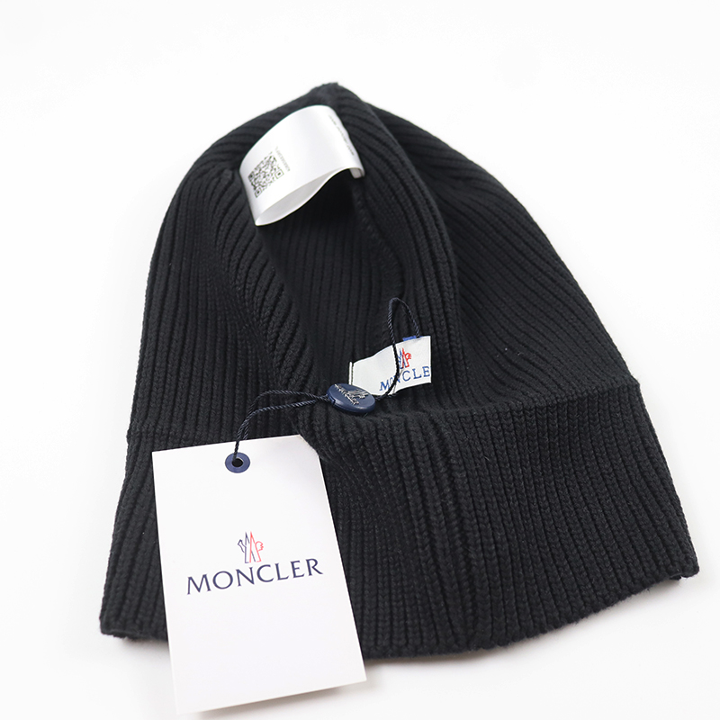 1:1 Moncle Ribbed-knit Beanie Hat with Tonal Logo Patch Winter Warm Hat 3B000 - 图片 2