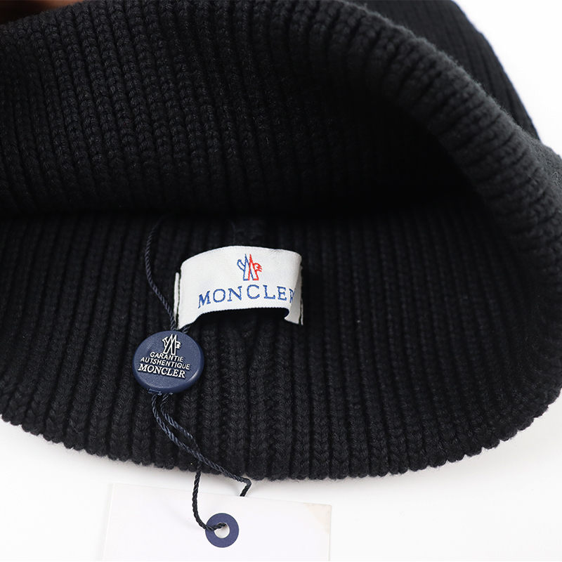 1:1 Moncle Ribbed-knit Beanie Hat with Tonal Logo Patch Winter Warm Hat 3B000 - 图片 3