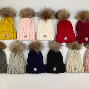 Moncler Wool Beanie with Pom Pom Winter Warm Hat knit 3B00039 A9327