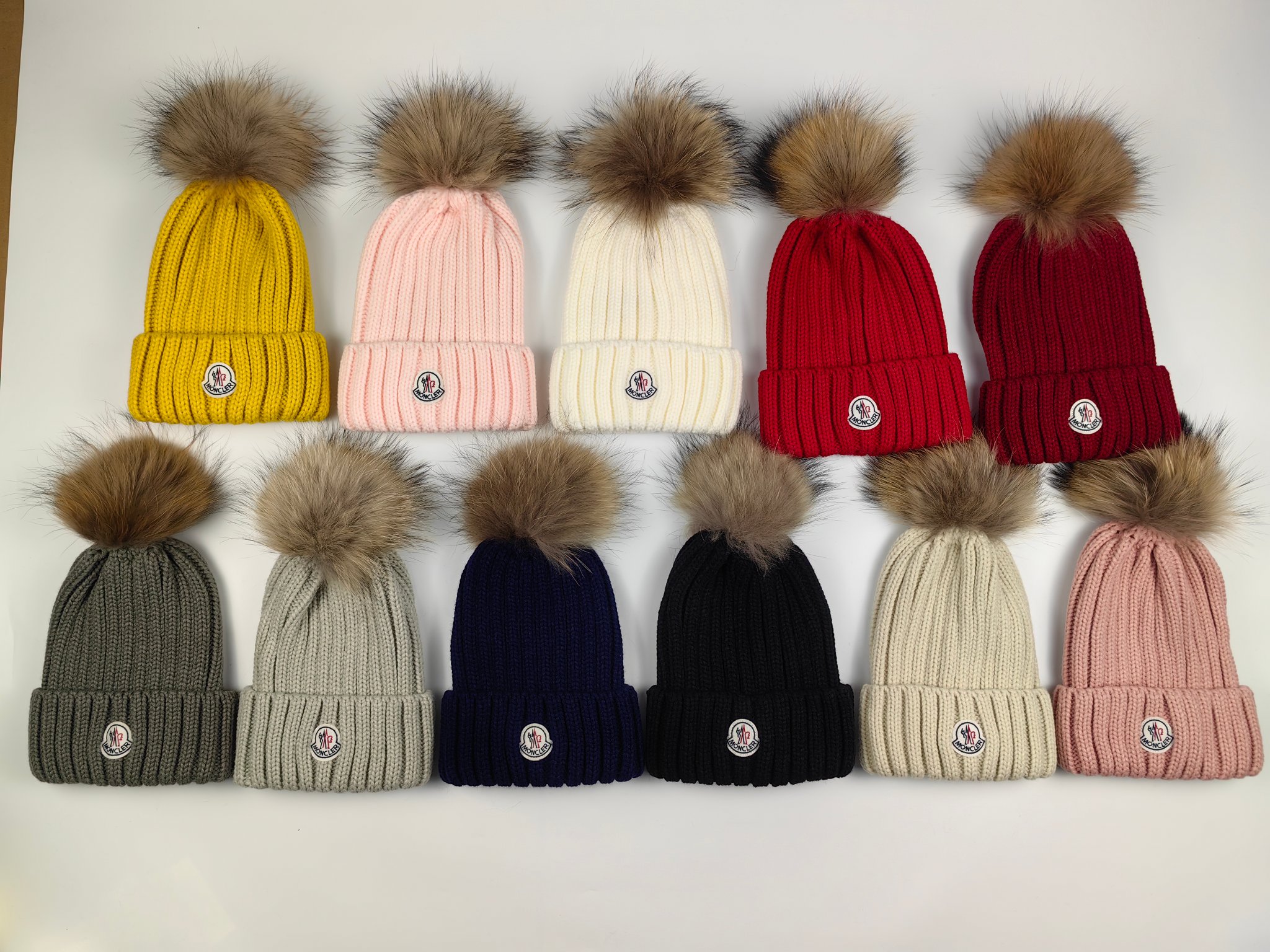 Moncler Wool Beanie with Pom Pom Winter Warm Hat knit 3B00039 A9327